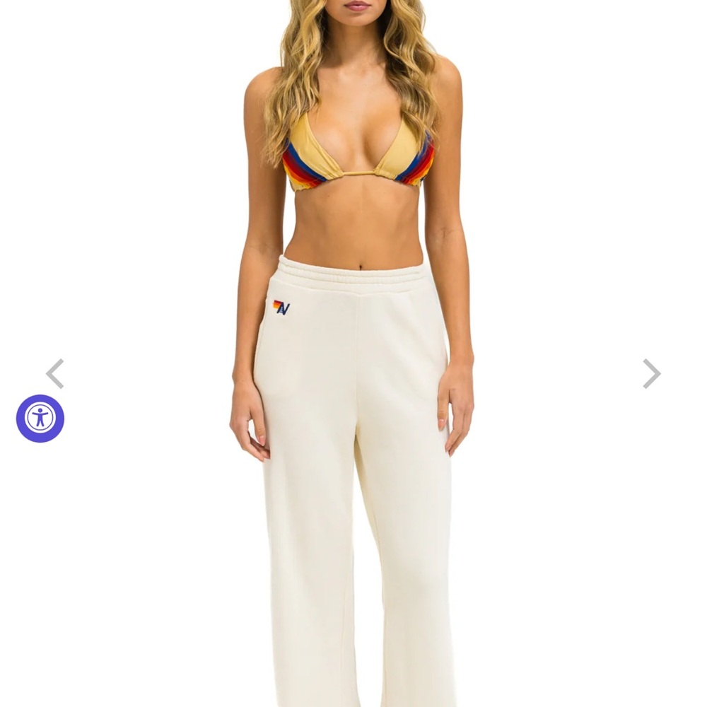 NWT Aviator Nation WIDE LEG POCKET SWEATPANTS - VINTAGE WHITE